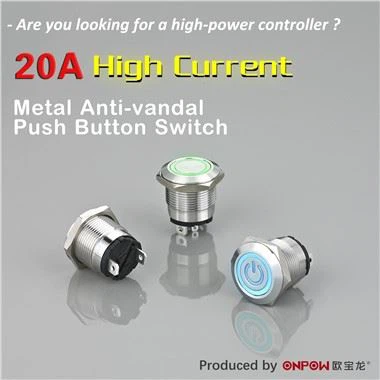 20 A-Hochstrom-Drucktastenschalter aus Metall mit Vandalismusschutz